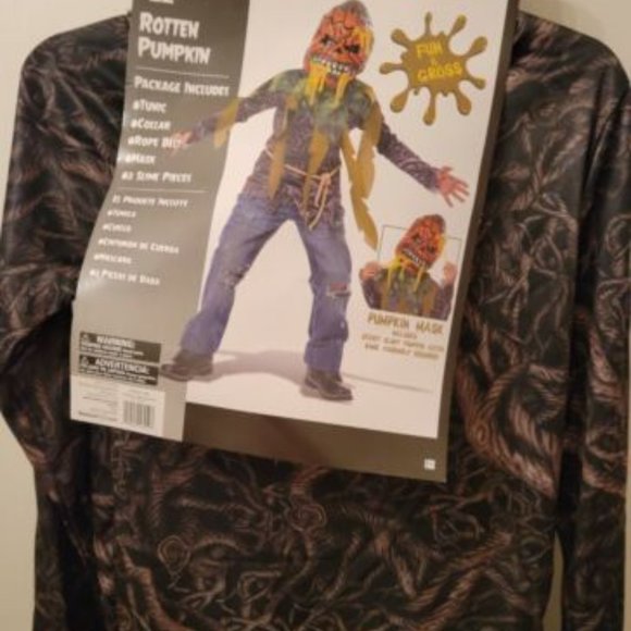 Rotten Pumpkin 5 Piece Child Halloween Costume Boys Large (10-12) Nwt Black - Picture 3 of 7